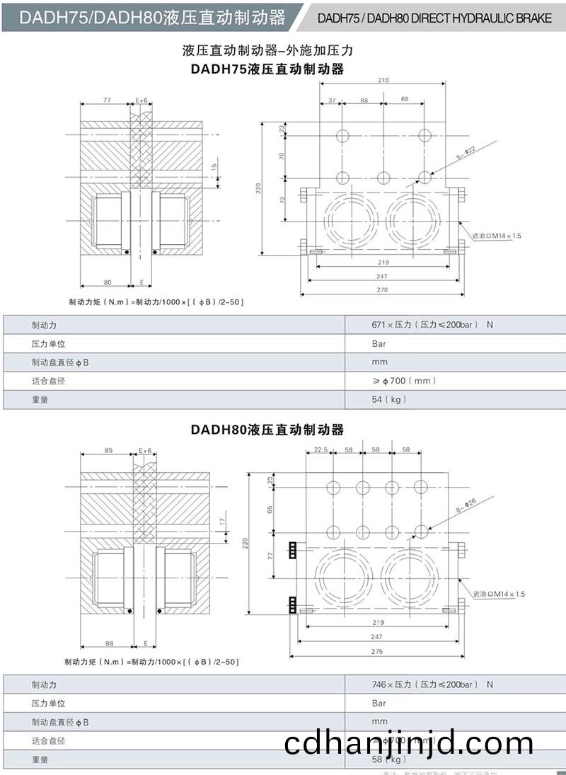DADH75液壓(ya)直動(dong)製動(dong)器(qi)